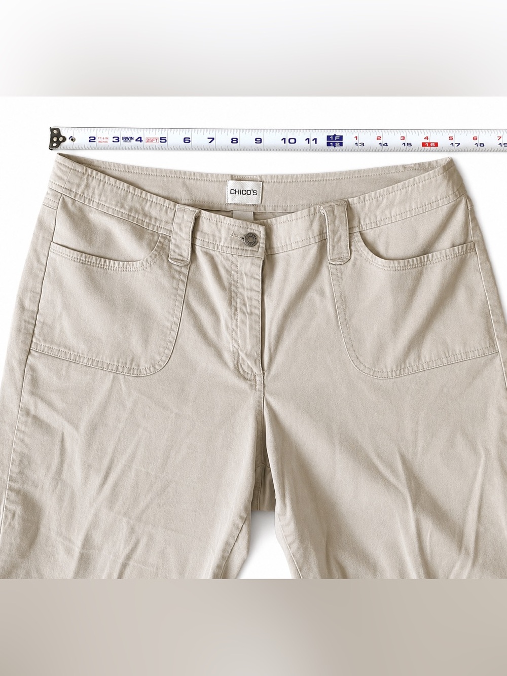 Chico's Light Beige Bermuda Shorts 14 - Picture 3 of 9